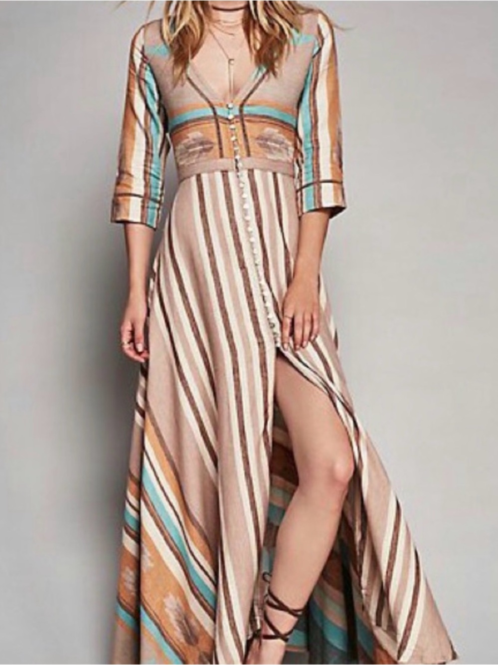 SPELL ⭐️ Vintage Peyote Linen Gown Large Beautiful!!